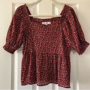 Flowy puff sleeved LOFT blouse, medium